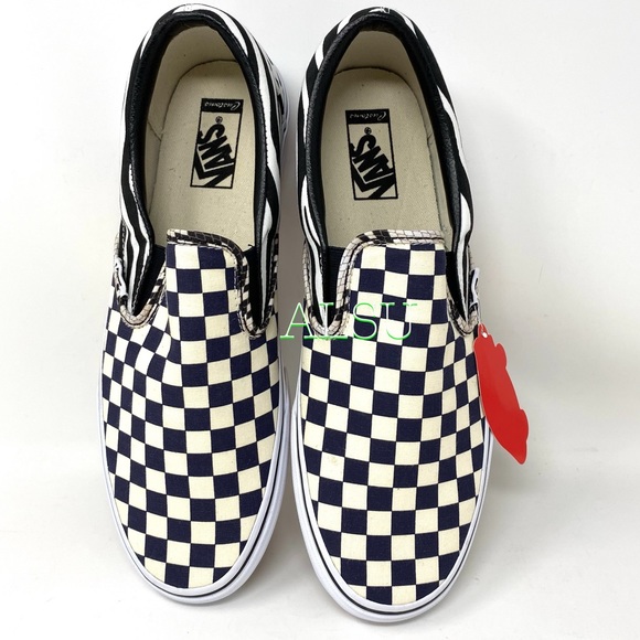 VANS Customaed Classic Slip On Checker Fire Men’s - Picture 6 of 10